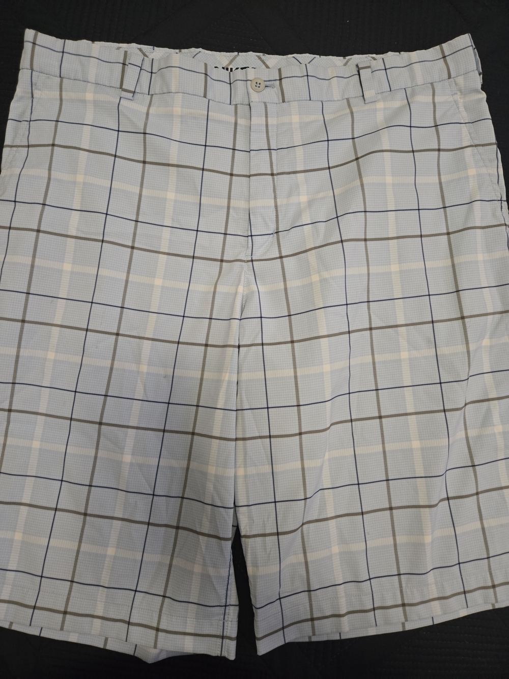 Nike Golf Light Blue Plaid Flat Front Golf Shorts